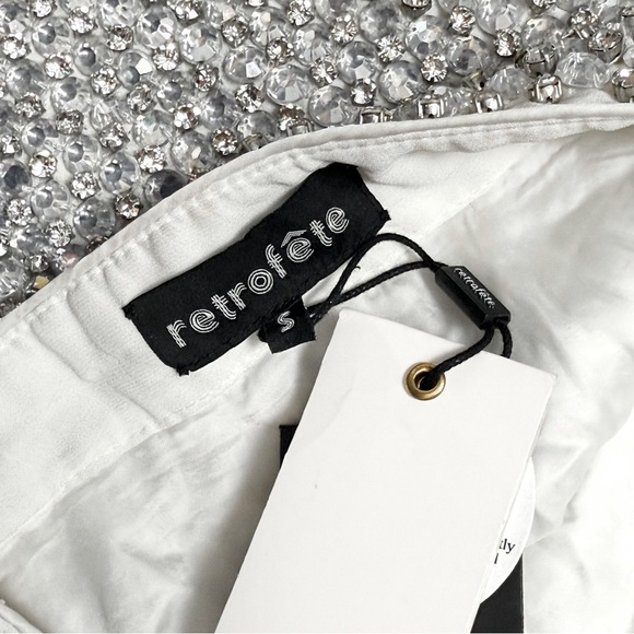 NWT RETROFETE Hand Stitched Crystal & Iridescent Bead Embellished Mini Skirt S - Picture 9 of 12